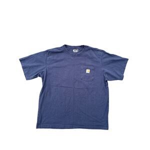 Carhartt navy blue XL loose fit logo pocket casual shirt basic staple 24 x 29
